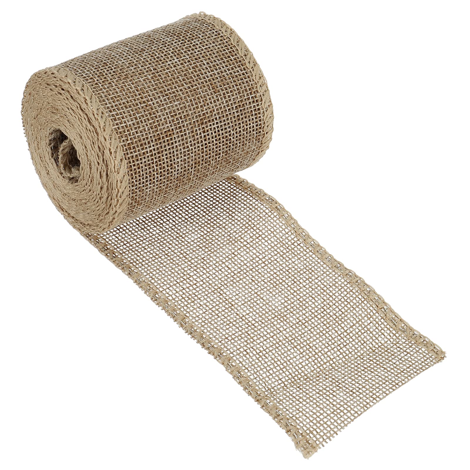 PATIKIL 2.36 Inch Wide 3.28 Yards Burlap Fabric Ribbon, 1 Pack Wired Jute Crafts Roll for Party Home DIY Wrapping Decoration Tan