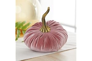 YOUR HEART'S CONTENT Blush 6.25 inch Velvet Pumpkin, Modern Rustic Mantle Decor, Entryway Decor, Farmhouse Cozy Home Decor, Table Centerpiece (Blush)