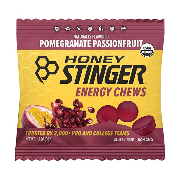 HONEY STINGER ORGANIC ENERGY CHEWS, POMEGRANATE PASSIONFRUIT, 1.8...