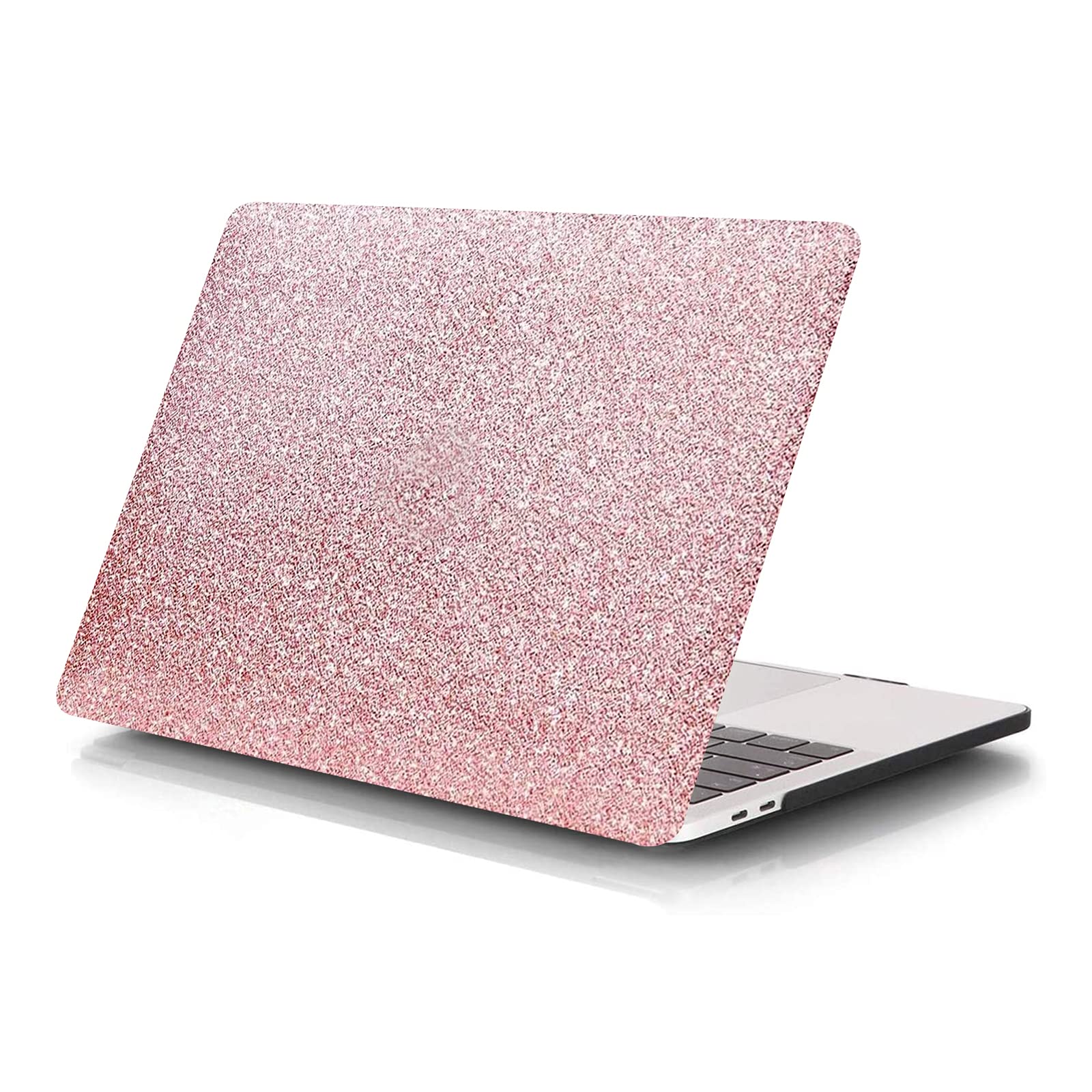 AUSMIX for MacBook Air 13 inch Case 2021 2020 2019 2018 Release A2179/A1932/A2338 M1,Slim Smooth Bling PC Hard Shell Premium Leather Cover for Macbook Air 13'' with/without Touch Bar, Shiny pink