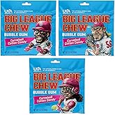 Big League Chew Cotton Candy Bubble Gum 3-Pack - 2.12oz Packets - Curveball Cotton Candy Baseball Gum - Big League Chew Baseball Sweet Set for Treats, Party Favors & More