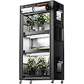 Spider Farmer 4 Tier Plant Stand with Grow Lights Indoor Greenhouse Shelf | 120W Full Spectrum LED Grow Lights, Grow Tent Cover with Visual Curtain and Blackout Curtain, Waterproof Trays, Movable Wheel