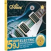 Alice Coated Electric Guitar Strings with Alloy Steel Winding - Gold Polished for Smooth Feel and Warm, Bright Tone, Ball End with String Label - Easy to Install (Super Light, 09-42)