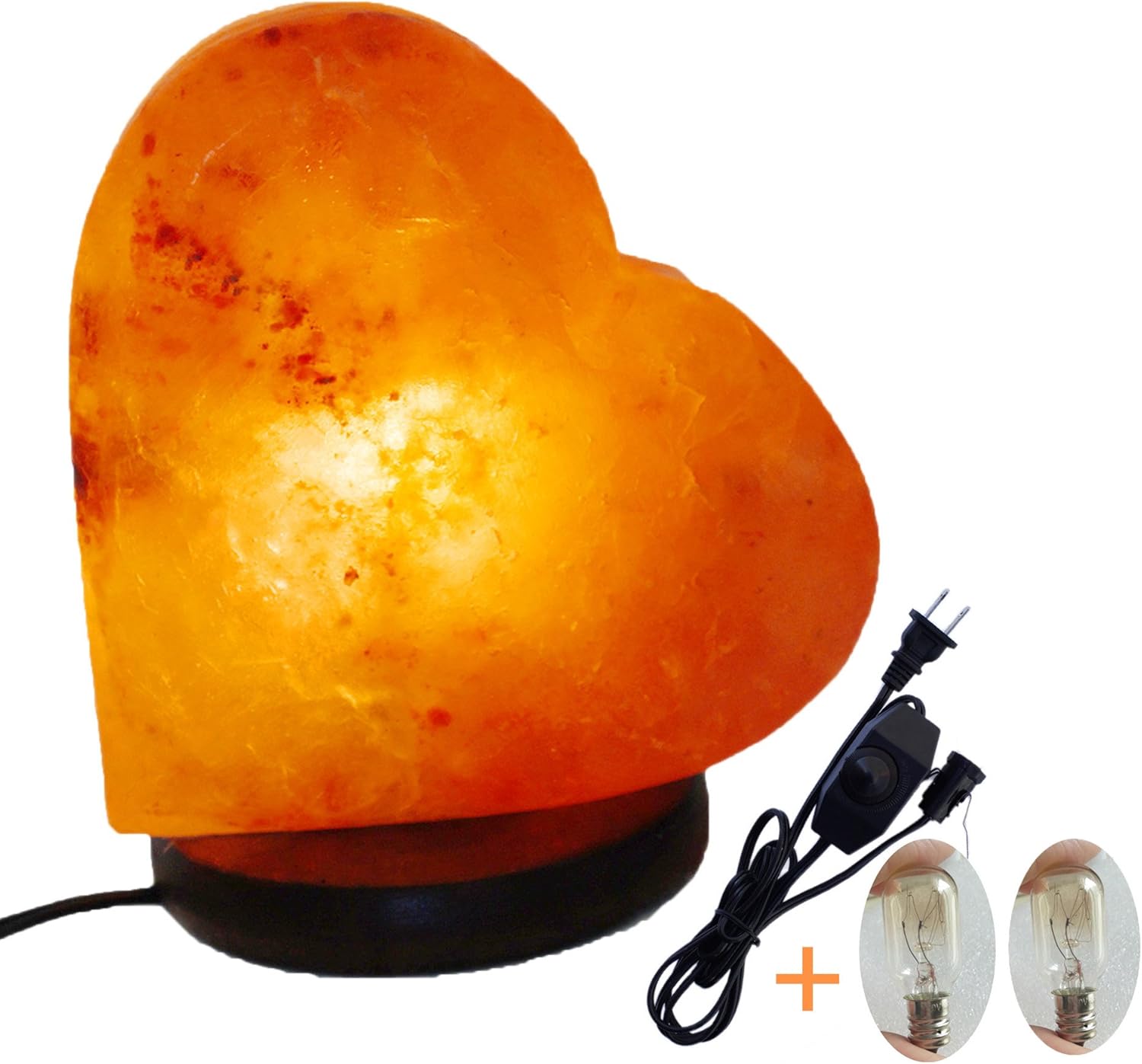 Romantic Heart Shape Salt Lamp Himalayan Hand Carved Crystal 6" on