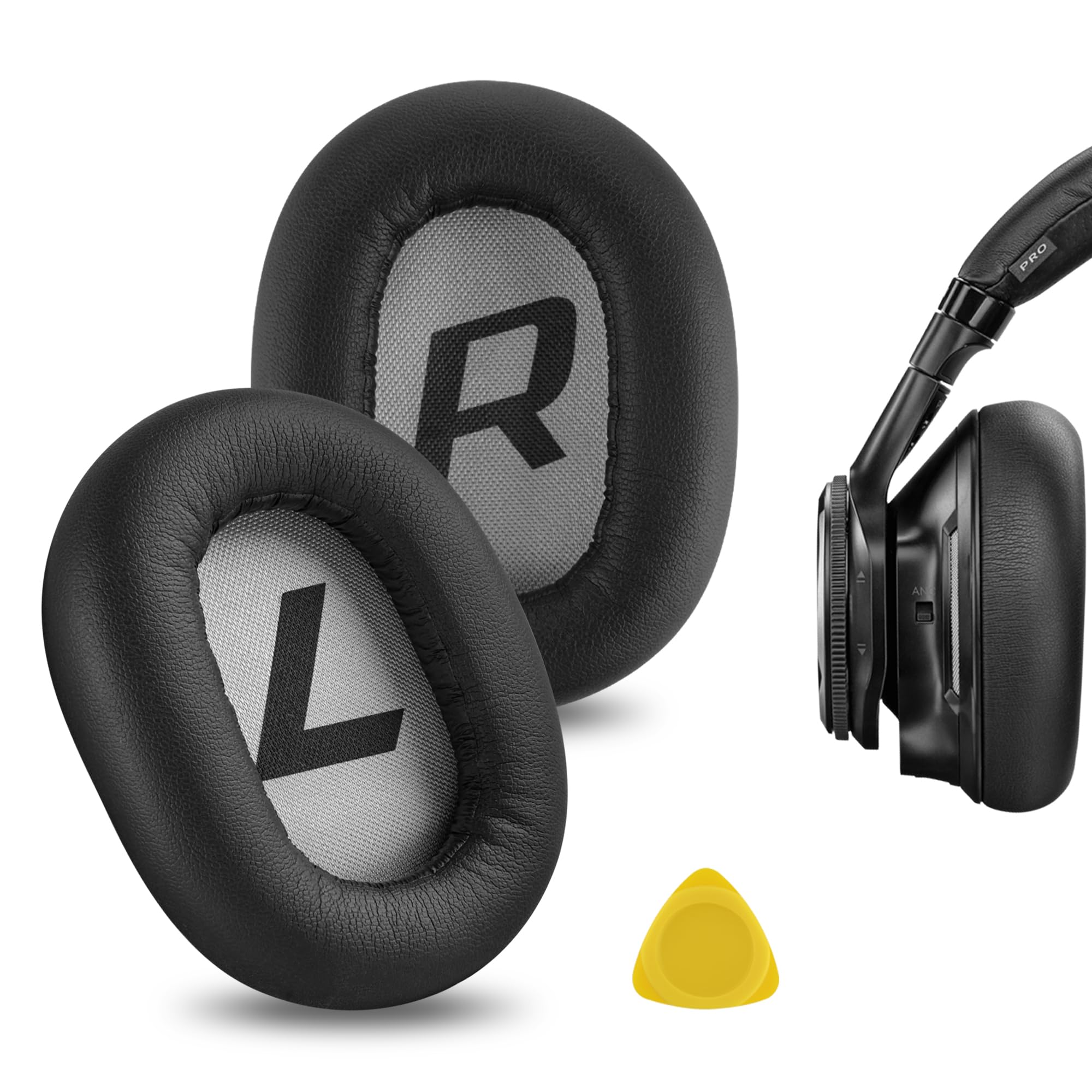 Geekria Replacement Ear Pads for Plantronics BackBeat PRO2/ PRO2 Special Edition, Voyager 8200UC Headphones Ear Cushions, Repair Parts (Black Tan)