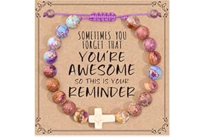 JEWELRYCARD Jewelry&Card Inspirational gifts for Women, Men - Sometimes You Forget You're Awesome Bracelets with Natural Stone, Unique Small Gifts for Birthday