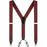 Moulen Men's Y-Back 1.4 Inches Wide 4-Clips Adjustable Suspenders
