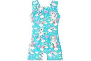 EQSJIU Gymnastics Leotards for Girls Kids Rainbow Mosaic Mermaid Butterfly Stars Leopard Galaxy Tie Dye Cosmos Leopard