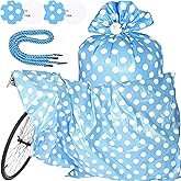 Sabary 2 Pcs 70 x 40 Inch Bike Gift Bag Giant Jumbo Birthday Gift Bag for Huge Gifts Valentines Extra Large Plastic Gifts Bags for Christmas Bicycle Baby Shower Wrapping Supplies(Dot,Blue White)