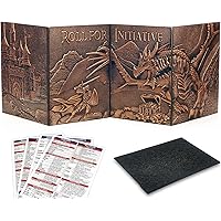 DND DM Screen 5e, D&D Dungeon Master Screen 3D Faux Leather 4 Panel Game Master Screen with Customizable Inserts - Dungeons a