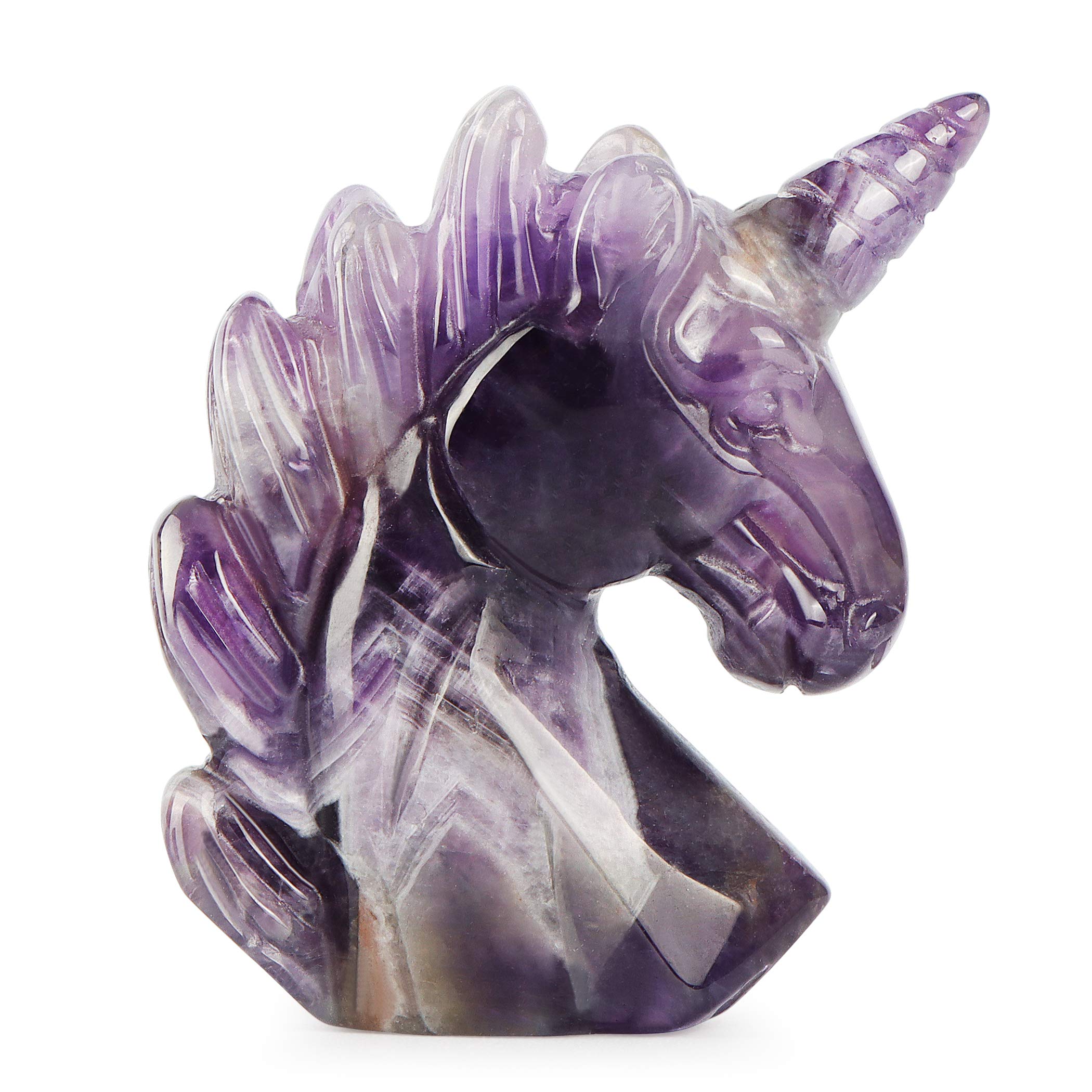 Artistone Amethyst Crystal Unicorn Figurine 3 inch Carved Healing Crystals Unicorn Ornament Gemstone Statue Collectibles Gifts Home Decor