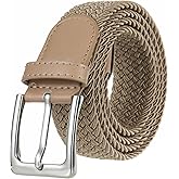 BSLLNEK Elastic Braided Belt, 1 3/8", Woven Stretch Belt for Golf Casual Jeans Shorts Pants