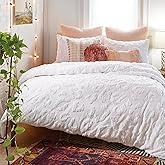 Peri Home Chenille Leopard 100% Cotton 3-Piece Duvet Cover & Sham Set, King, White Chenille Leopard