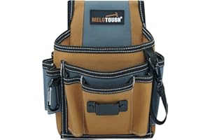 MELOTOUGH Electrician Tool Pouch Lightweight Belt Organizer with Tape Holder & Speed Square Slot for Wiring Construction & DIY​ Tool Holster with 13 Pockets,Utility Pouch for HVAC Technicians