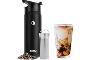 Hemli Cold Brew Bottle Coffee Maker, 18 oz Insulated Portable Cold Brew Cup To-Go Coffee Tumbler, Cold Brew Travel Mug with Stainless Steel Filter, Leakproof, Airtight, Rustproof