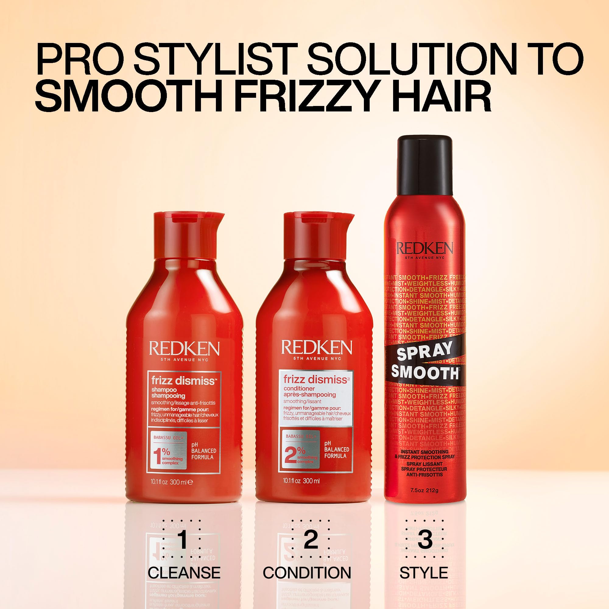 Redken Spray Smooth Anti Frizz Hair Spray - Frizz Control and Heat Protection, With Citric Acid, Paraben, Sulfate & Silicone-Free