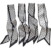 RFQMNO 4/40 Pcs Hair Scarf for Women, 35"x2.36" Lightweight Silk Headband, Purse & Bag Scarves Gift Collection