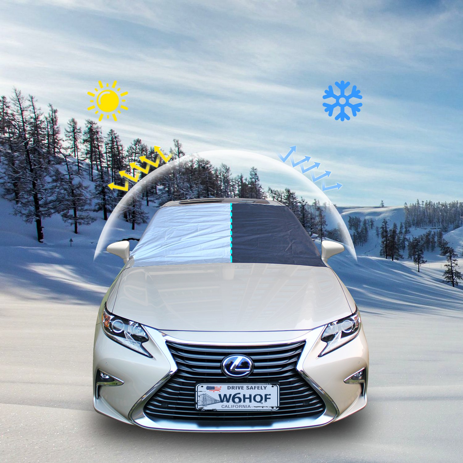 ポイント10倍 冬 防風 アイススクレーパー付き 車のフロントガラス用スノーカバー 霜ガード B076pht5yy Suv トラック用スノープロテクター 雪対策 Jurnal Ulb Ac Id