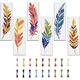 FREEBLOSS 6er Set Kreuzstich-Lesezeichen – Mit Stempelmuster, Garn & Filz, Für Anfänger, 22x8 Cm