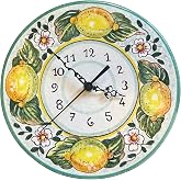 CERAMICHE D'ARTE PARRINI - Italian Ceramic Wall Clock Small Decorated Lemons Hand Painted Made in Italy Tuscan Art Pottery