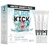 Pure Kick Hydration Powdered Drink Mix, Arctic Variety Pack, 30 Packets | Sugar Free, Water Flavoring Packets, Hydration Support, Electrolytes, B Vitamins, Arctic Wave, Arctic Wave Cherry, Arctic Ice