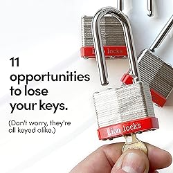 Lion Locks 6 Keyed Alike Padlocks with 2" Long