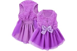 ASENKU Dog Dress Pet Wedding Dress Princess Lace Puppy Birthday Party Outfit Formal Apparel Girl for Small Medium Dogs Cats (Small, Purple)