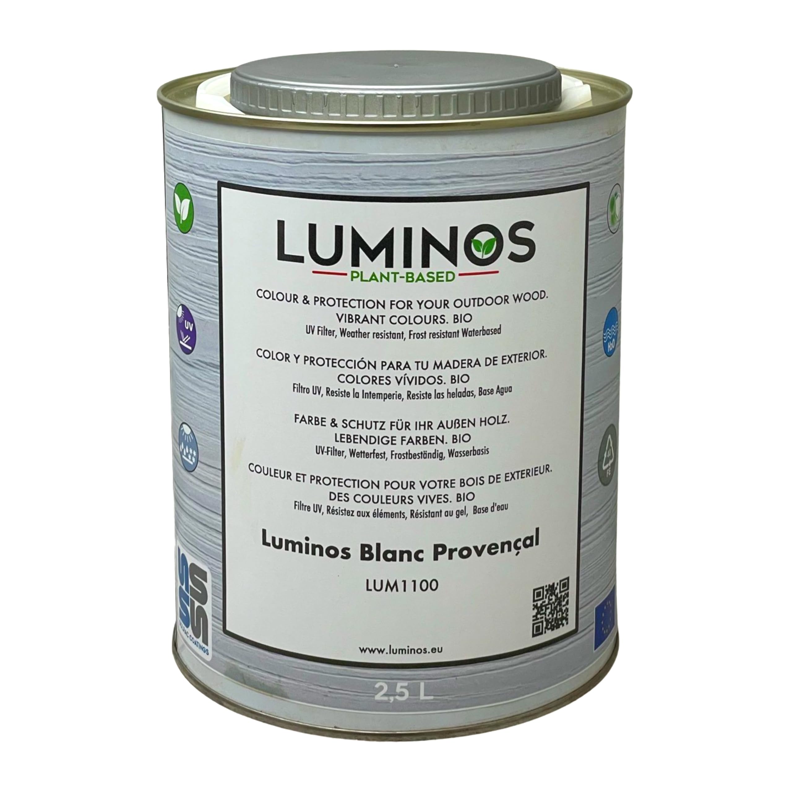 Luminos LUM1100 - Blanc PROVENÇAL - Water-Based Wood Stain Protector BIO - White 2,5L