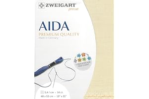 WIZARDI Precut Zweigart Stern-Aida 14 Count Patinum 3706/770. Needlework Canvas, Cross Stitch Fabric, Embroidery Canvas 100% Cotton