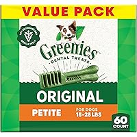 GREENIES Dog Treats Original Petite Natural Dental Care, (60 Treats) 36oz. Pack