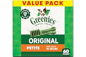 Greenies Veterinarian-Recommended Adult Natural Dental Dog Treats Petite Size, Original Flavor, 36 oz. Pack, 60 Count