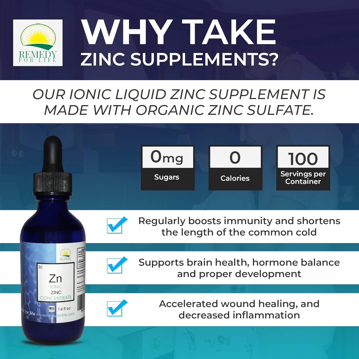 Organic Zinc Sulfate Liquid Supplement – Immune Boosting Formula – Ionic Trace Mineral by Remedy for Life: Health & Personal Care