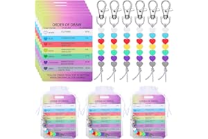 Yinkin 6 Sets Order of Blood Draw Beads with Reference Card and Mesh Bag Order of Draw Phlebotomy Card Essentials Accessory for Nurse RN Student Practitioner Nursing School Supplies