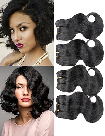 Amazon Com Brazilian Hair Short Human Hair 4 Bundles Body Wave 8