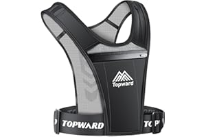 Topward Running Vest Phone Holder for Men Women, Waterproof Cell Phone & Key Pouch, Reflective Hydration Vest Train Free Workout Gear - Lightweight, Breathable Mesh Pockets - Adjustable Waistband
