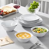 MALACASA Elisa 12-Piece Dinnerware Set for 4, Gray White Porcelain view 6
