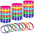 Gejoy 48 Pcs Paw Print Rubber Bracelets Multicolor Dog Paw Print Silicone Wristband for Birthday Party Supplies Dog Party Favors, 8 Colors