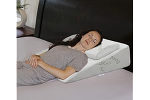 InteVision Foam Bed Wedge Pillow (26" x 25" x 7.5") and Headrest Set, 2" Memory Foam Top - Helps Relief from Acid Reflux, Post Surgery, Snoring