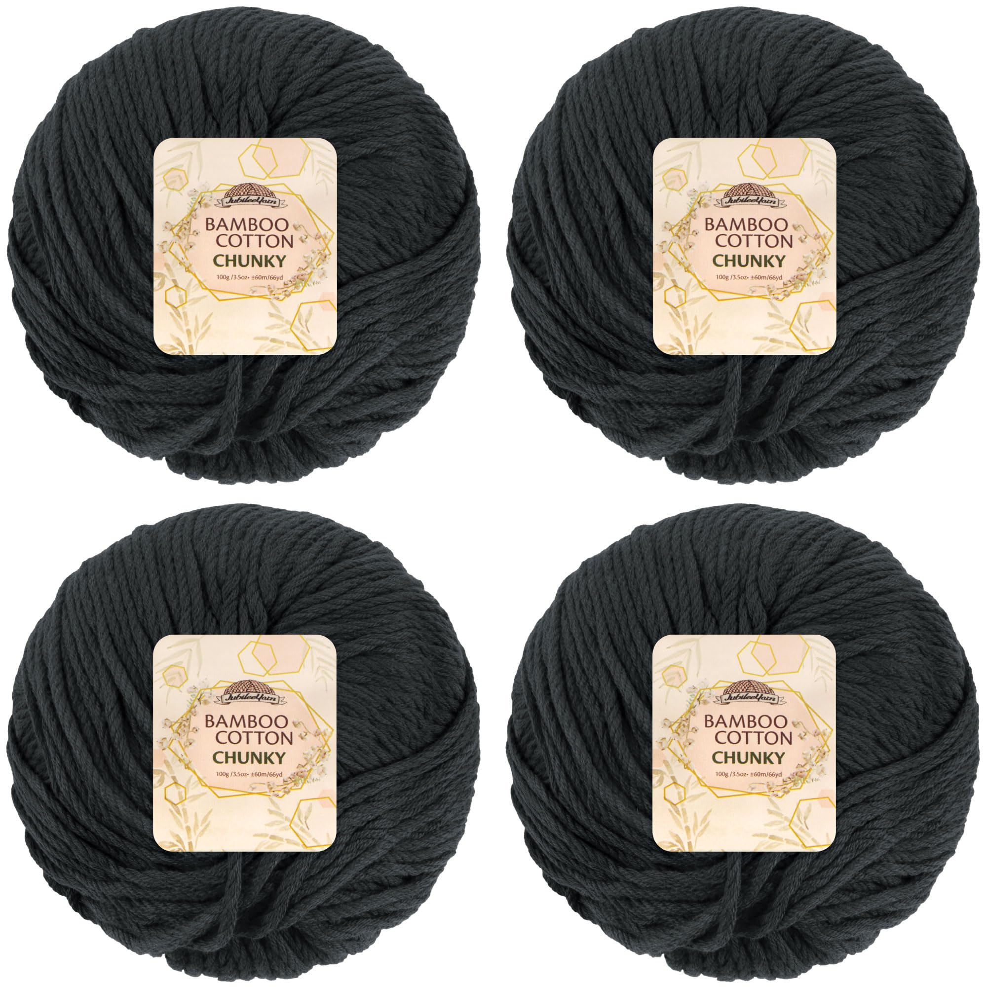 JubileeYarn Bamboo Cotton Chunky Yarn - 100g/Ball - Deep Grey - 4 Balls — image 1