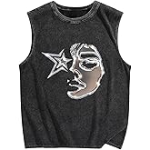 SOLY HUX Men's Graphic Tank Top Sleeveless Loose Shirt Vintage Streetwear Casual Tee Tops