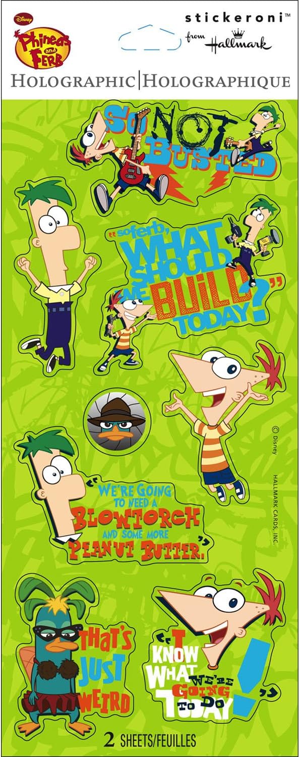 Phineas and Ferb Stickers Holographic Party Supplies