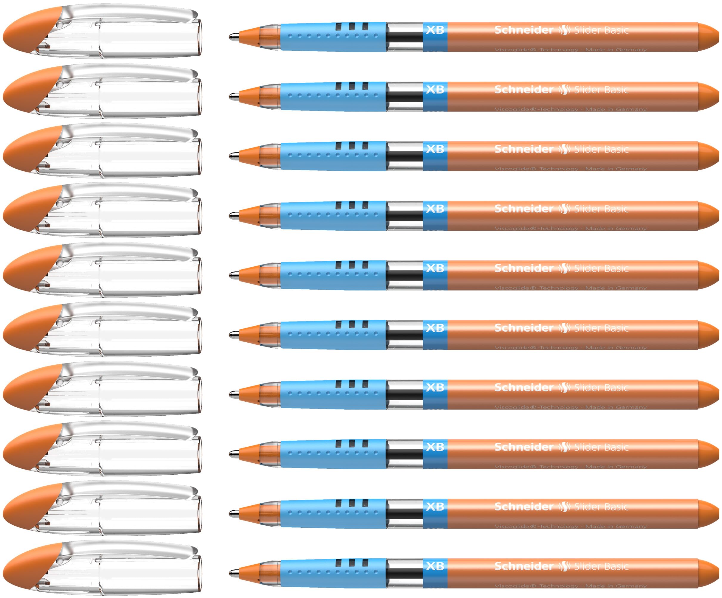 Schneider Slider Basic 151206 Ballpoint Pen with Soft Grip Zone and Line Width XB Pack of 10 Orange