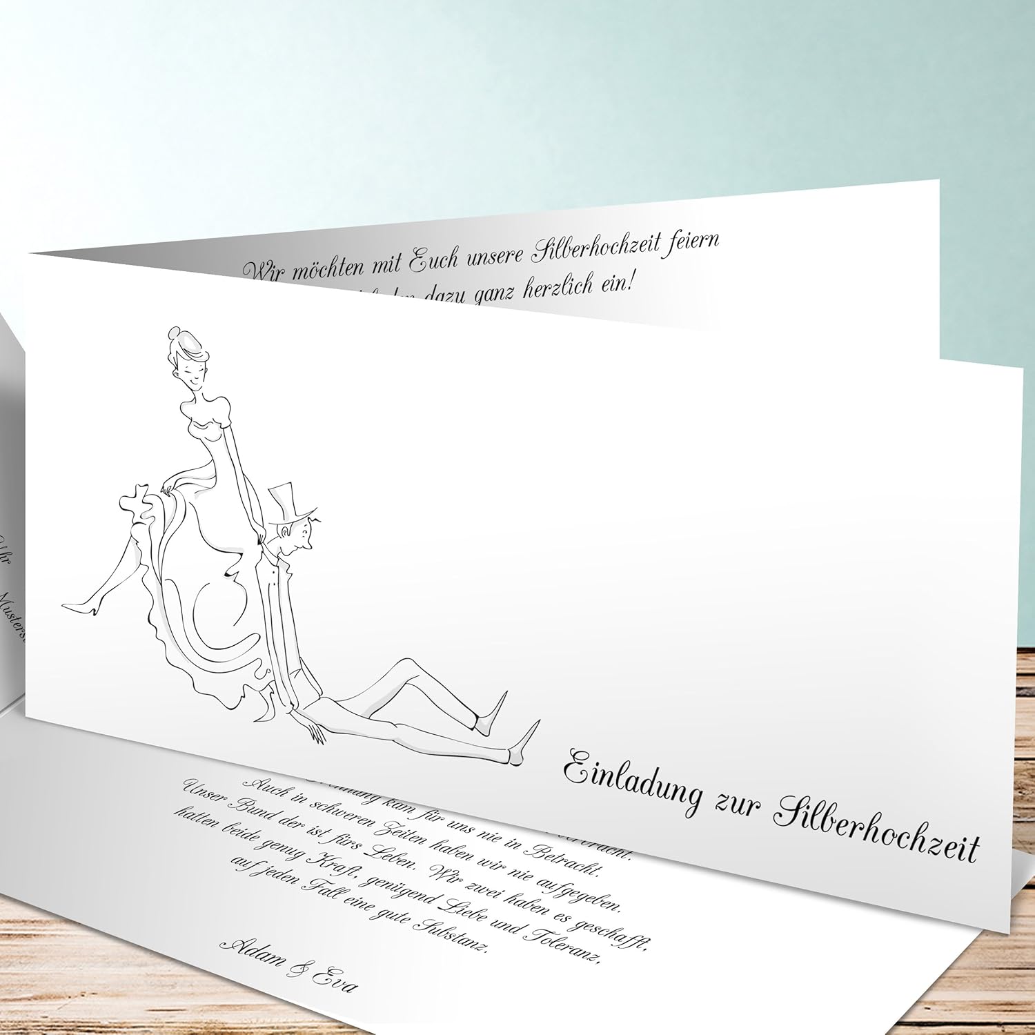 Vorlagen Einladung Silberhochzeit Eheglück 35 Karten Horizontale Klappkarte 210x100 Inkl Weißer Umschläge Weiß