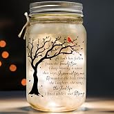 Memorial Gifts Mason Jar Light, Red Cardinal - Memory Gifts for Loss Loved Ones, Bereavement Gift Idea, Sympathy Loss of Mother, Dad, Son, Husband/Family Member A Limb Has Fallen From Our Family Tree