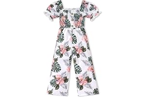 BAVADER Girls Romper 5-14 Years One Piece Girls' Jumpsuits & Rompers Short Sleeve Girls Jumpsuit Floral Smocked Girls Clothes