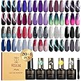 ROSALIND 24PCS Cat Eye Gel Nail Polish Set with Glitter Glossy Matte Top Coat Base Coat, Color Changing Glitter Shinny Effect Magic Gel Polish Set Soak Off Nail Gel Polish Nail Art