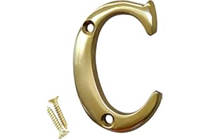 RCH Hardware 2351C-PB050 | Solid Brass 2'' Tall House Mailbox Letter C with Matching Screws (Polished Brass)
