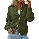 PRETTYGARDEN Womens Spring Cardigan Sweaters Crewneck Long Sleeve Button Open Front Knit Sweater Women Oversized Cardigans