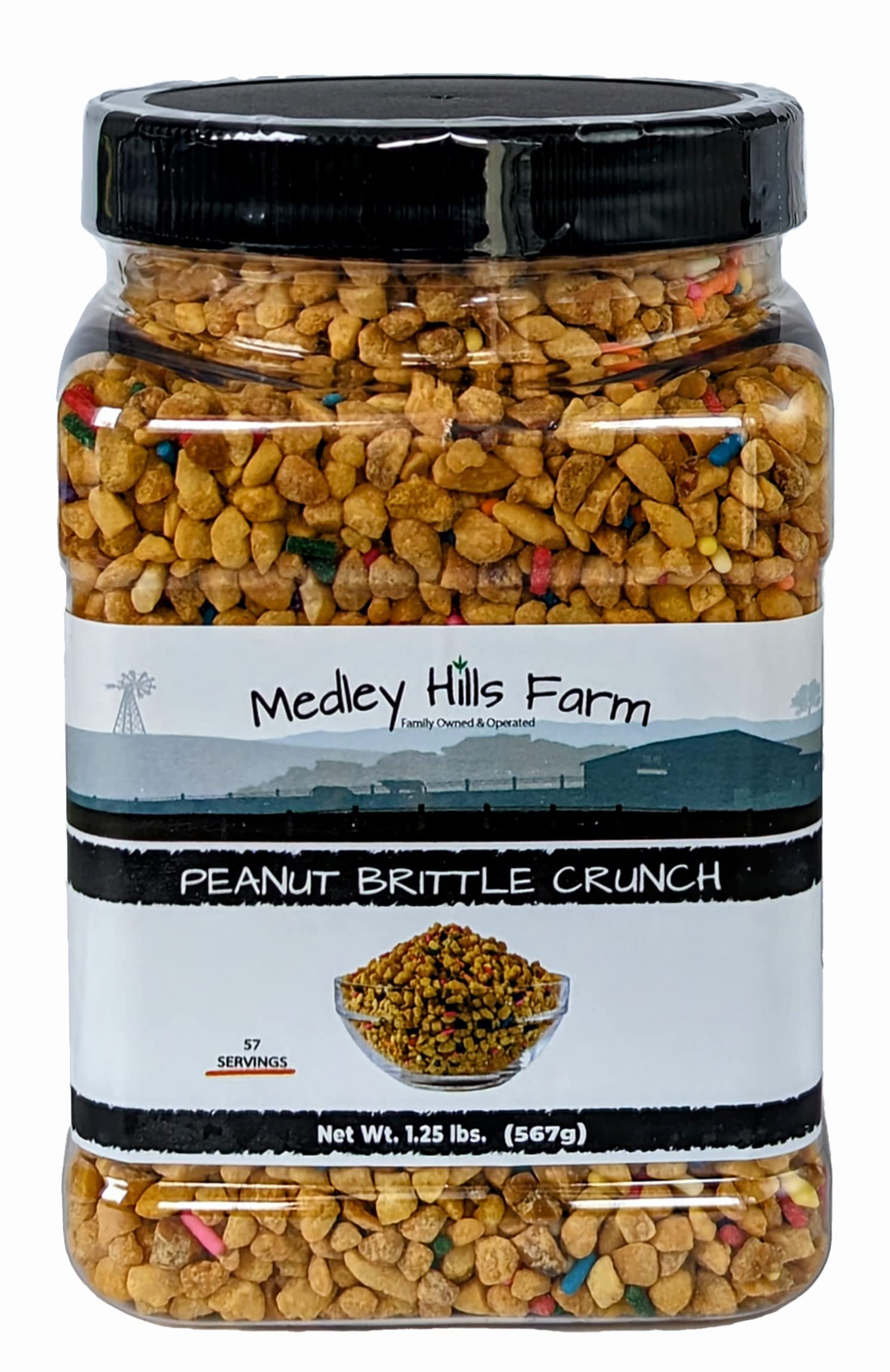Peanut Brittle Crunch Coat Ice Cream Toppings by Medley hills farm in Reusable Container 1.25 Lbs.