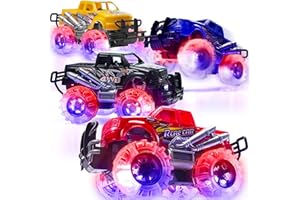 ArtCreativity Light Up Monster Trucks for Boys and Girls, 4-Pack Toy Truck Set, Monster Trucks for Boys 3 4 5 6 7 8 Years Old, Toddler Monster Truck Toys, Light Up Trucks